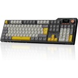 AJAZZ AK35I V3 Wired Mechanical Gaming Keyboard, 104 Toetsen met Multimedia Toetsen en Knoppen|5 Layer Pad|OEM Specification (Zwart Grijs, Met Scherm)