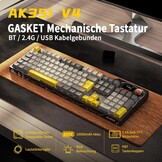 AJAZZ AK35I V3 Wired Mechanical Gaming Keyboard, 104 Toetsen met Multimedia Toetsen en Knoppen|5 Layer Pad|OEM Specification (Zwart Grijs, Met Scherm)