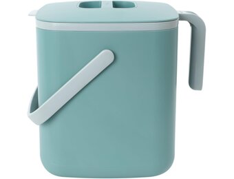 Blue Ginkgo Compostbak voor in de keuken (5 l/1,32 gallon) - filtervrij, geurdicht aanrecht voedselafvalemmer met handgrepen (Made in Korea, Green)