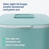 Blue Ginkgo Compostbak voor in de keuken (5 l/1,32 gallon) - filtervrij, geurdicht aanrecht voedselafvalemmer met handgrepen (Made in Korea, Green)