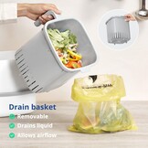 Blue Ginkgo Compostbak voor in de keuken (5 l/1,32 gallon) - filtervrij, geurdicht aanrecht voedselafvalemmer met handgrepen (Made in Korea, Green)