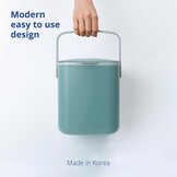 Blue Ginkgo Compostbak voor in de keuken (5 l/1,32 gallon) - filtervrij, geurdicht aanrecht voedselafvalemmer met handgrepen (Made in Korea, Green)