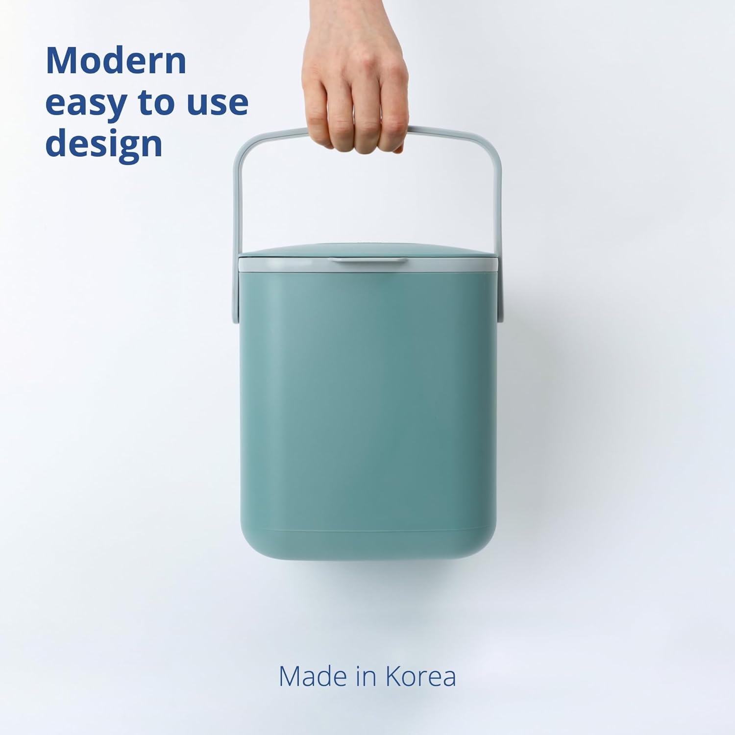 Blue Ginkgo Compostbak voor in de keuken (5 l/1,32 gallon) - filtervrij, geurdicht aanrecht voedselafvalemmer met handgrepen (Made in Korea, Green)