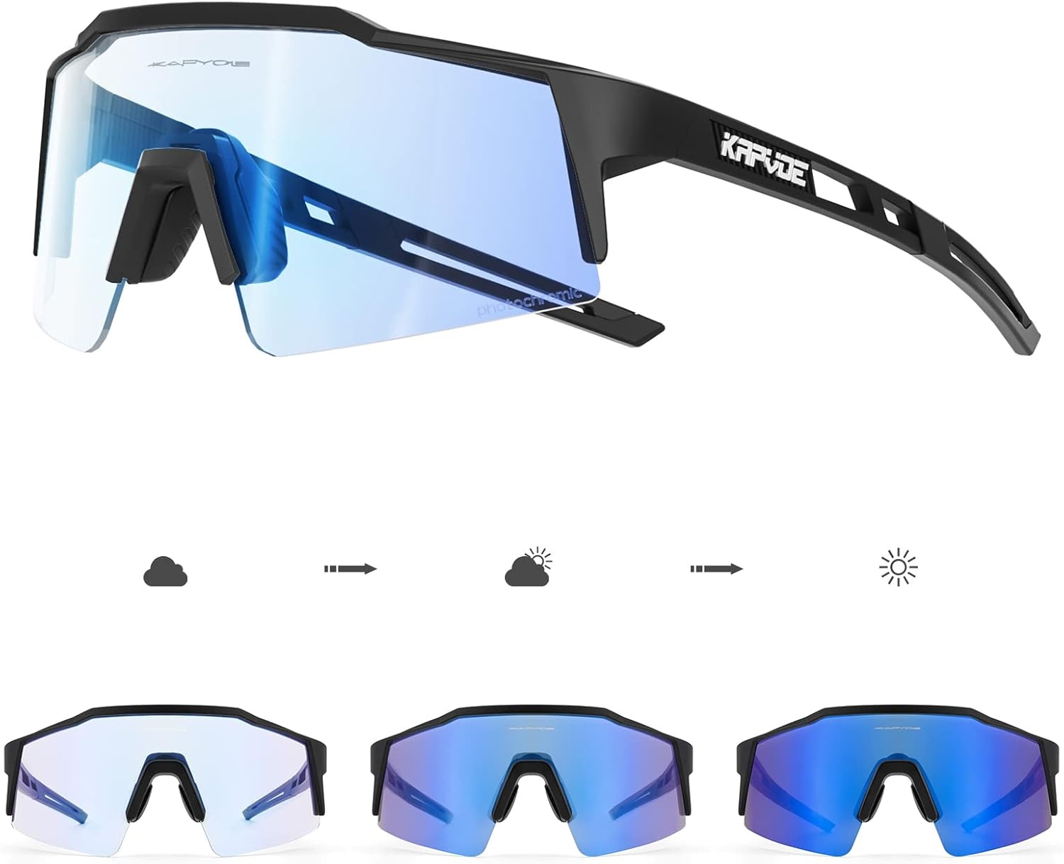 KAPVOE Fotocromische Fietsbril Heren Dames MTB Mountainbike Helder K9023