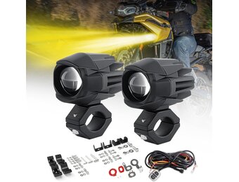 CO LIGHT Set van 2 Motor Mistlampen 20.000 Lumen Amber Geel Wit Tweekleurig Extra Koplamp Offroad Werklamp met Bedrading