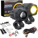 CO LIGHT Set van 2 Motor Mistlampen 20.000 Lumen Amber Geel Wit Tweekleurig Extra Koplamp Offroad Werklamp met Bedrading