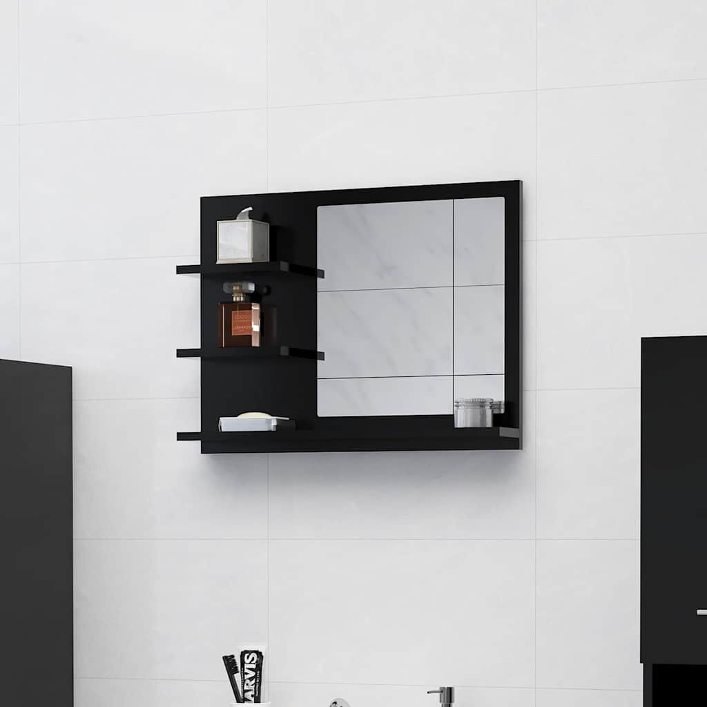 vidaXL Badkamerspiegel 60x10,5x45 cm bewerkt hout zwart