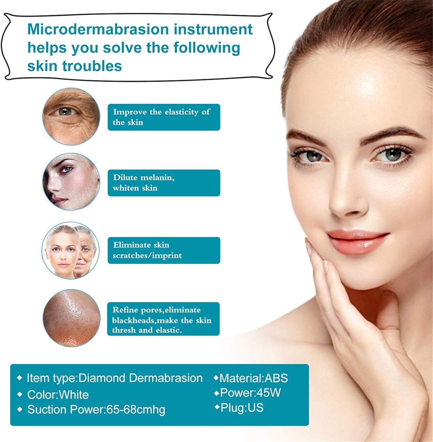 TwoWin Diamant Microdermabrasie Dermabrasie Machine, 3-in-1 Professionele Huidverjonging Acne Rimpel Behandeling Salon Apparatuur voor Gezicht met Vacuüm en Spray (Sterke Zuigkracht: 65-68 cmhg)