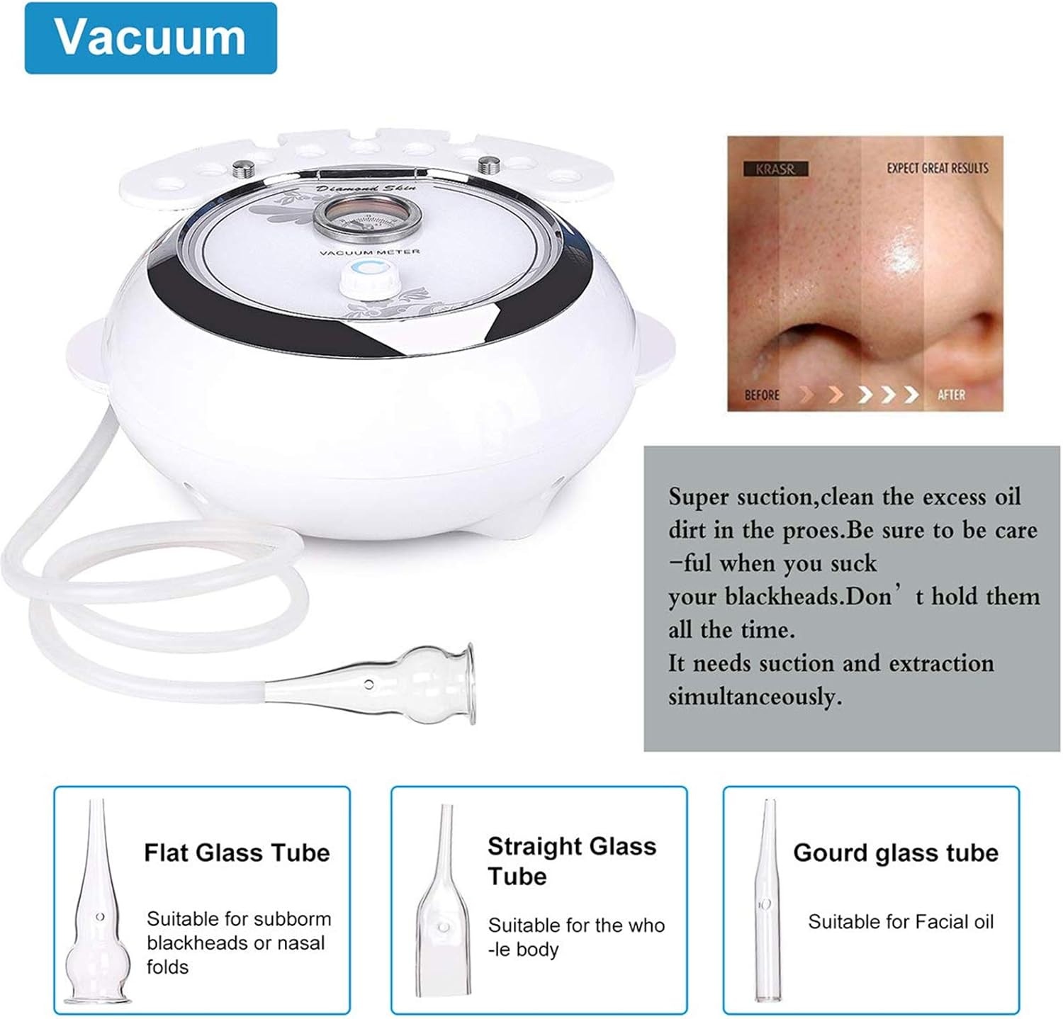 TwoWin Diamant Microdermabrasie Dermabrasie Machine, 3-in-1 Professionele Huidverjonging Acne Rimpel Behandeling Salon Apparatuur voor Gezicht met Vacuüm en Spray (Sterke Zuigkracht: 65-68 cmhg)
