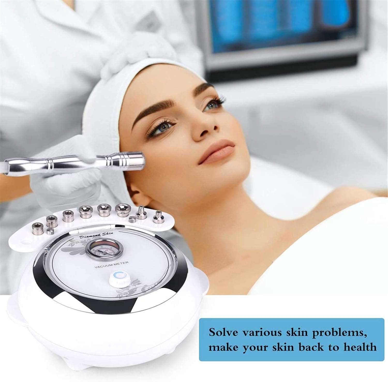 TwoWin Diamant Microdermabrasie Dermabrasie Machine, 3-in-1 Professionele Huidverjonging Acne Rimpel Behandeling Salon Apparatuur voor Gezicht met Vacuüm en Spray (Sterke Zuigkracht: 65-68 cmhg)