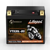 Lithium Motorfietsaccu 12V Lithium Powersports Accu met BMS (YTX20L-BS 12.8V 700CCA+) LiFePO4 Motorfiets Startaccu voor motorfietsen, ATV's, UTV's, waterscooters, enz. - Maat YTX20L-BS new