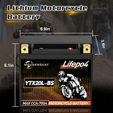 Lithium Motorfietsaccu 12V Lithium Powersports Accu met BMS (YTX20L-BS 12.8V 700CCA+) LiFePO4 Motorfiets Startaccu voor motorfietsen, ATV's, UTV's, waterscooters, enz. - Maat YTX20L-BS new