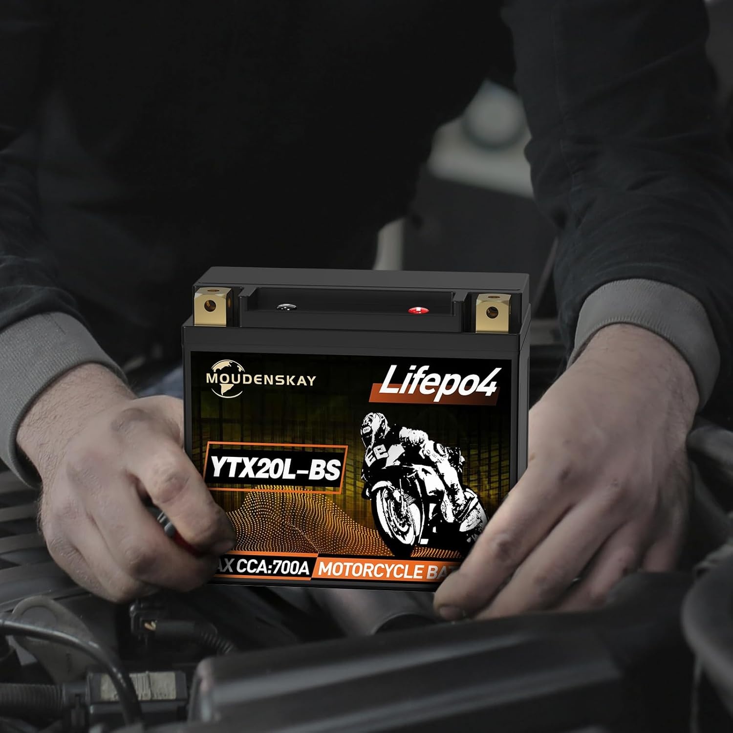 Lithium Motorfietsaccu 12V Lithium Powersports Accu met BMS (YTX20L-BS 12.8V 700CCA+) LiFePO4 Motorfiets Startaccu voor motorfietsen, ATV's, UTV's, waterscooters, enz. - Maat YTX20L-BS new