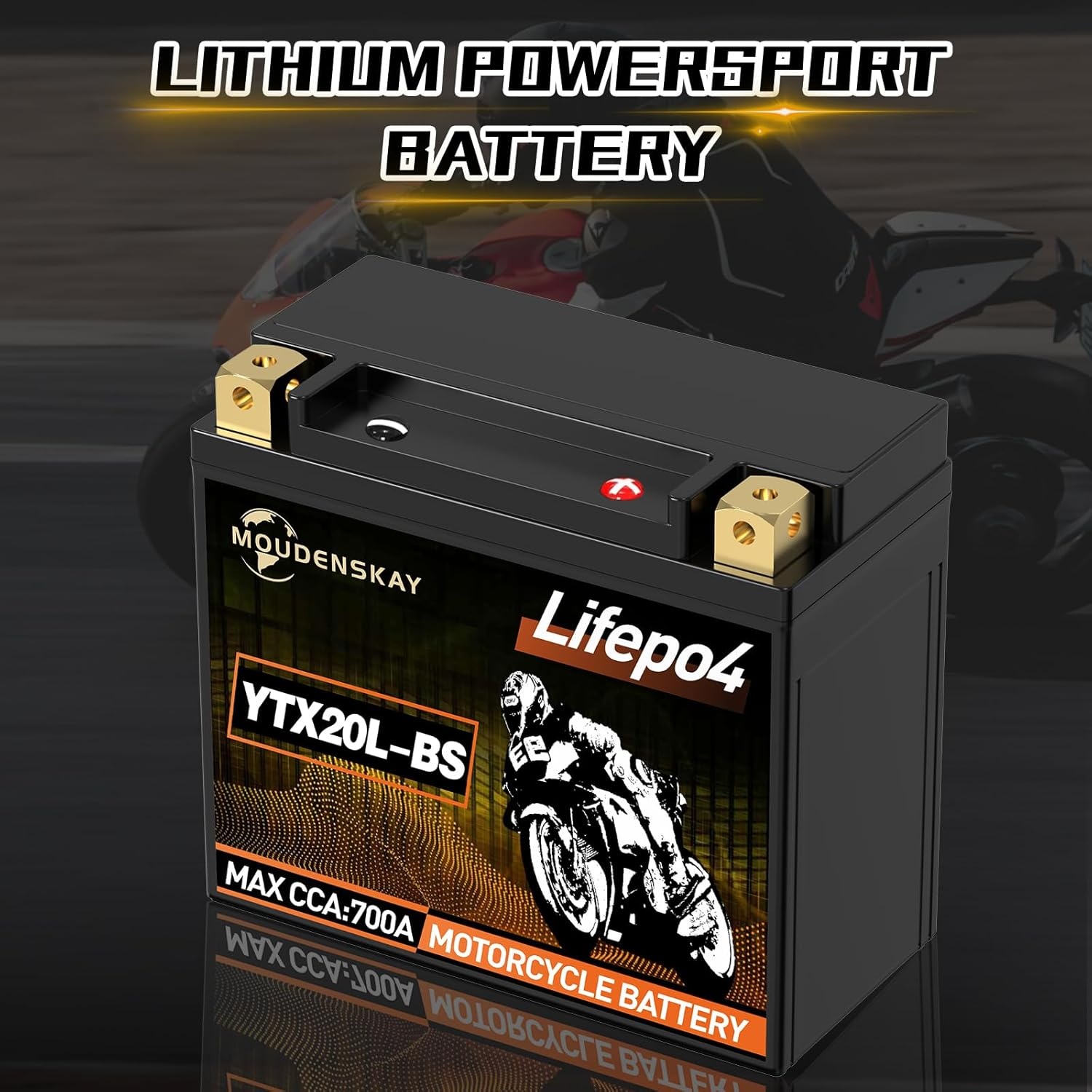 Lithium Motorfietsaccu 12V Lithium Powersports Accu met BMS (YTX20L-BS 12.8V 700CCA+) LiFePO4 Motorfiets Startaccu voor motorfietsen, ATV's, UTV's, waterscooters, enz. - Maat YTX20L-BS new