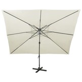 vidaXL Zweefparasol met dubbel dak 400x300 cm zandkleurig