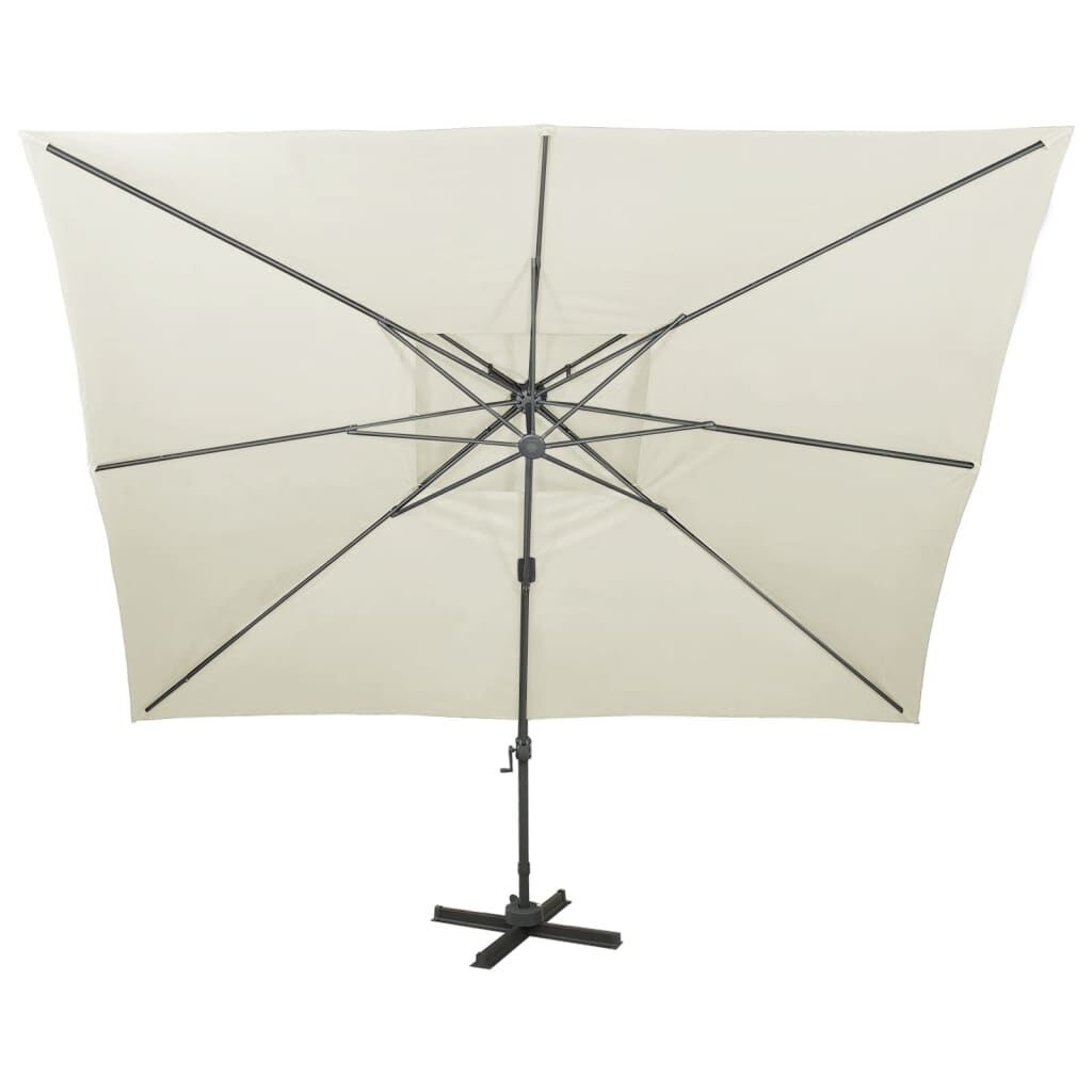 vidaXL Zweefparasol met dubbel dak 400x300 cm zandkleurig