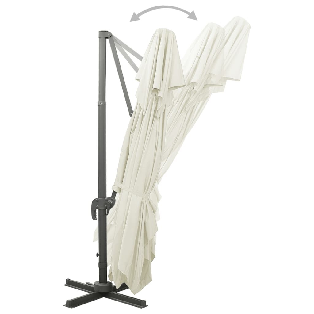 vidaXL Zweefparasol met dubbel dak 400x300 cm zandkleurig
