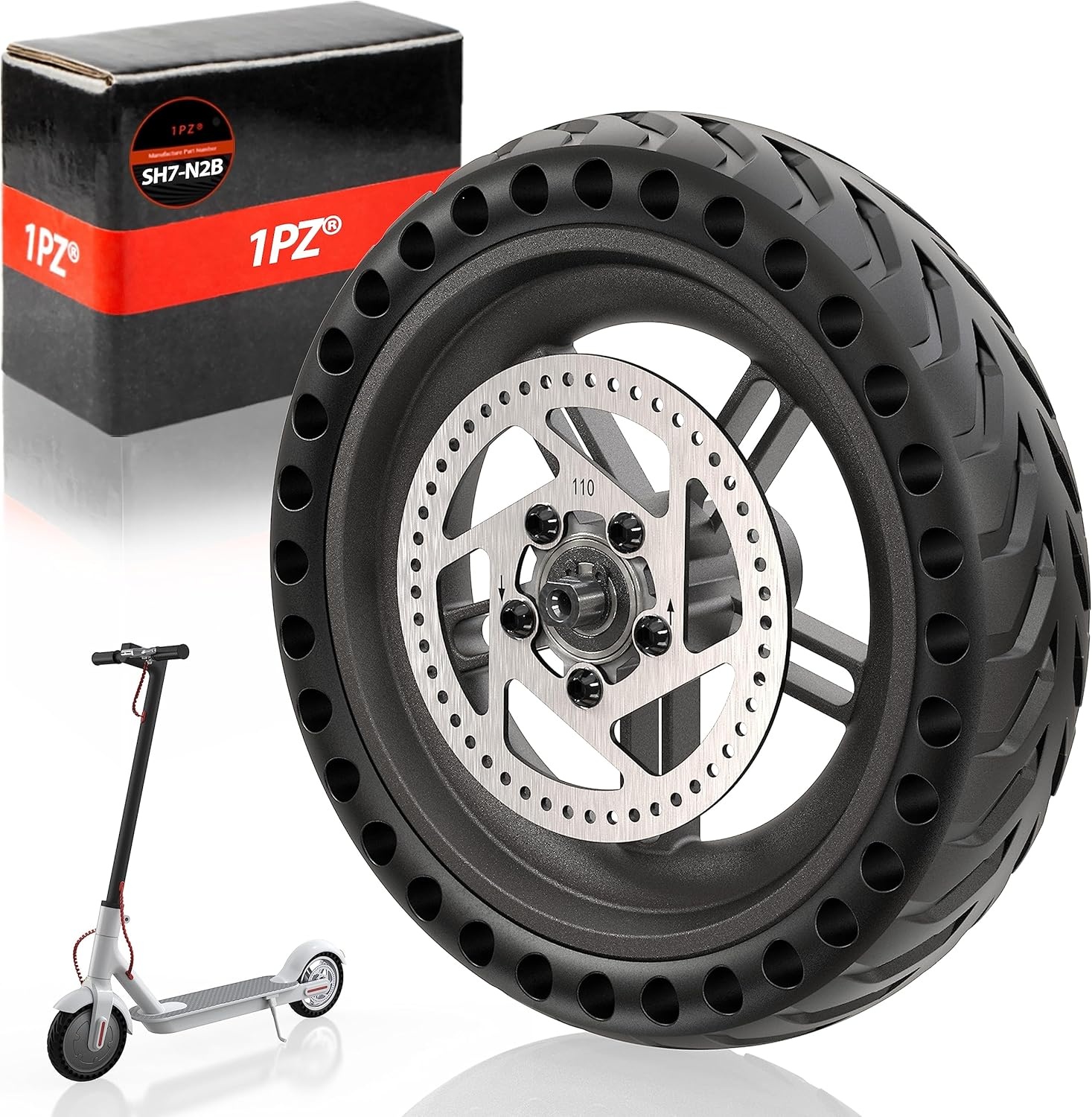1PZ FMR-T1D compleet massief wiel 8,5 inch vervanging voor Xiaomi M365 Pro Gotrax Gxl V2 elektrische scooter volledige band voor voor- en achterwiel compleet met naaf en remschijf 110 mm