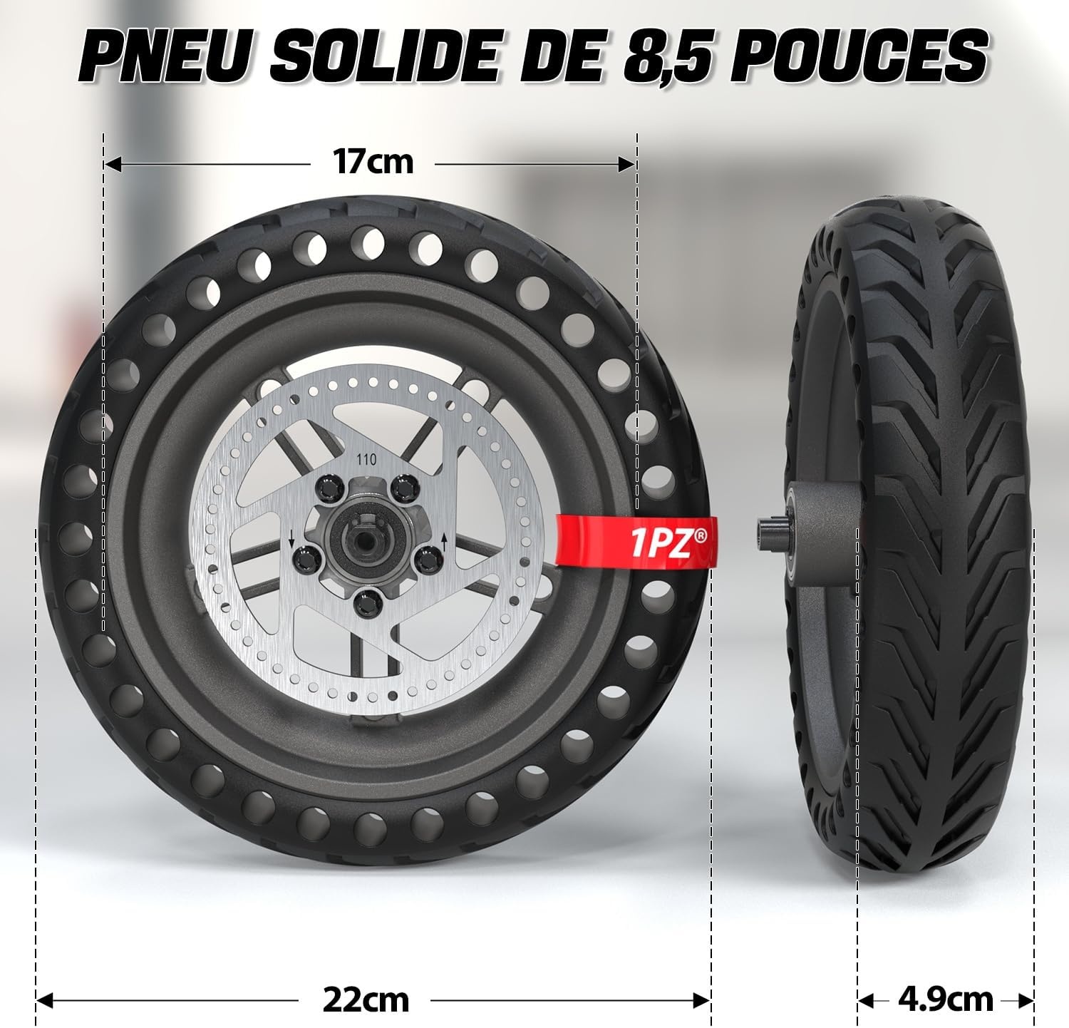 1PZ FMR-T1D compleet massief wiel 8,5 inch vervanging voor Xiaomi M365 Pro Gotrax Gxl V2 elektrische scooter volledige band voor voor- en achterwiel compleet met naaf en remschijf 110 mm