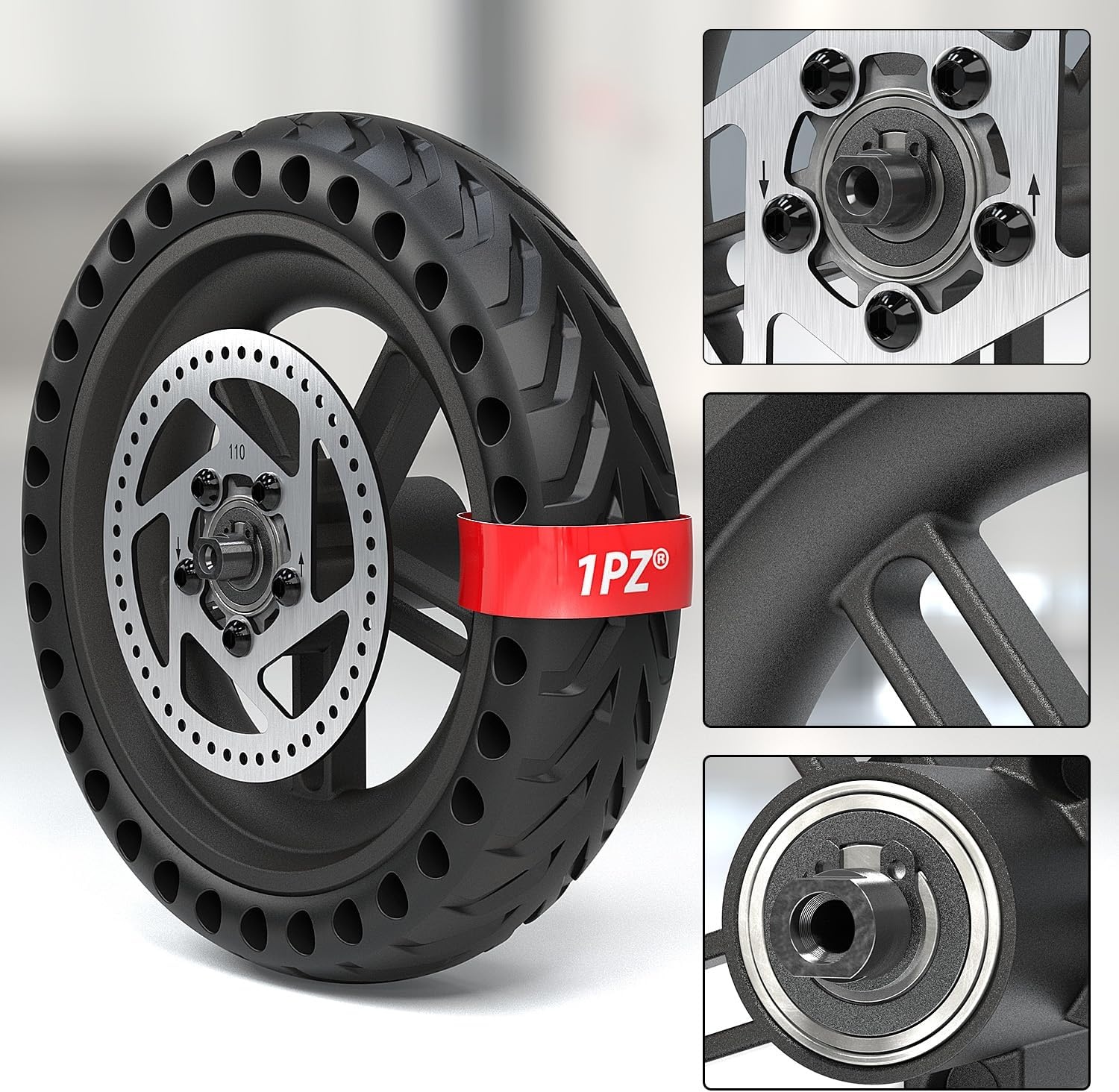 1PZ FMR-T1D compleet massief wiel 8,5 inch vervanging voor Xiaomi M365 Pro Gotrax Gxl V2 elektrische scooter volledige band voor voor- en achterwiel compleet met naaf en remschijf 110 mm