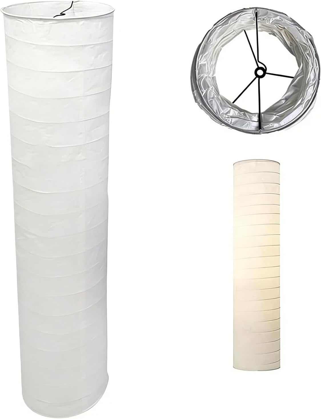 Witte Cilindrische Papieren Lampenkap 94 cm Hoog - Ersatz Lampenscherm