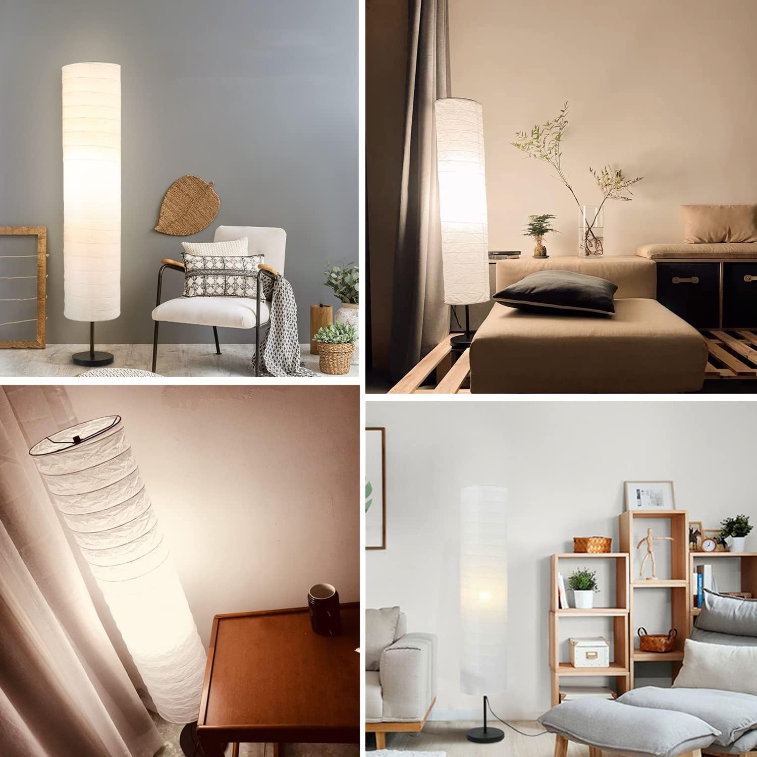 Witte Cilindrische Papieren Lampenkap 94 cm Hoog - Ersatz Lampenscherm