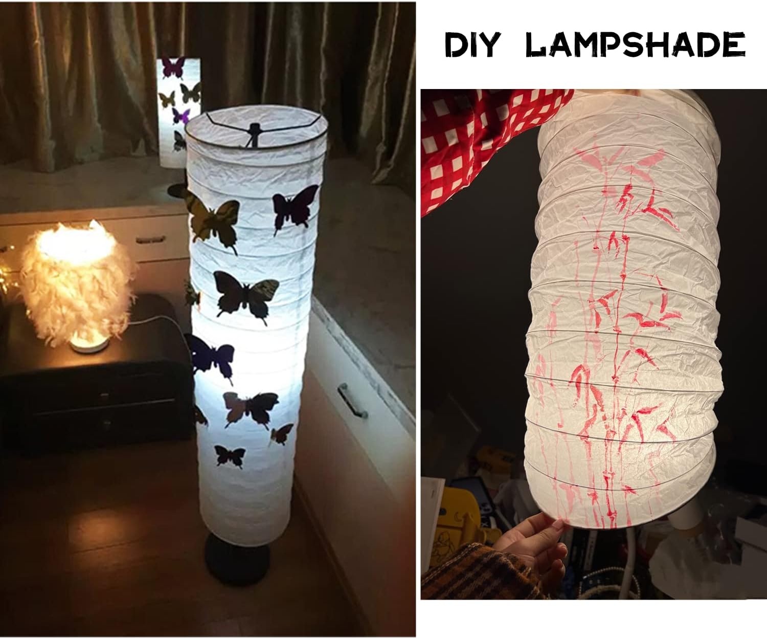 Witte Cilindrische Papieren Lampenkap 94 cm Hoog - Ersatz Lampenscherm