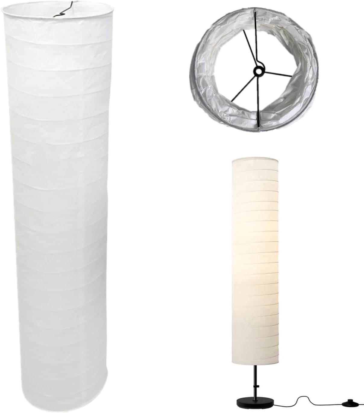 Witte Cilindrische Papieren Lampenkap 94 cm Hoog - Ersatz Lampenscherm