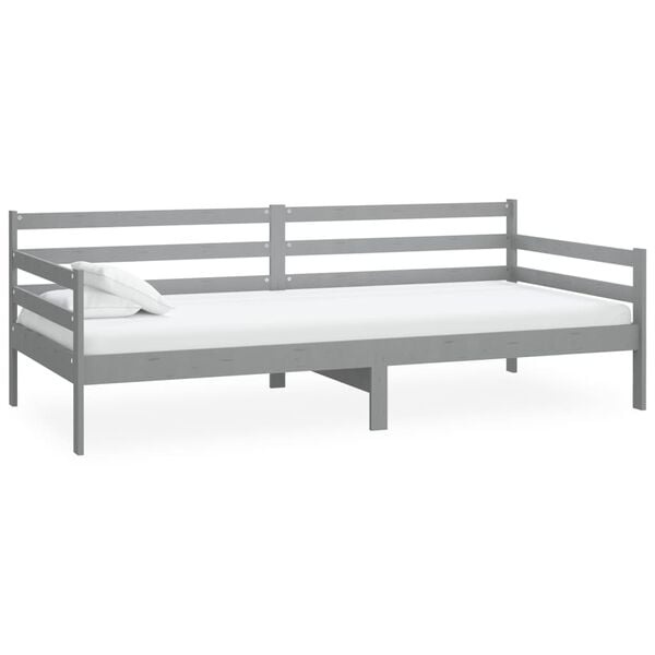 vidaXL Slaapbank massief grenenhout grijs 90x200 cm