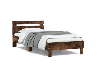 vidaXL Bedframe met hoofdeinde bewerkt hout gerookt eiken 100x200 cm