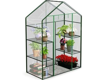 Tuinkas met 4 schappen - 140x70x195 cm - PVC
