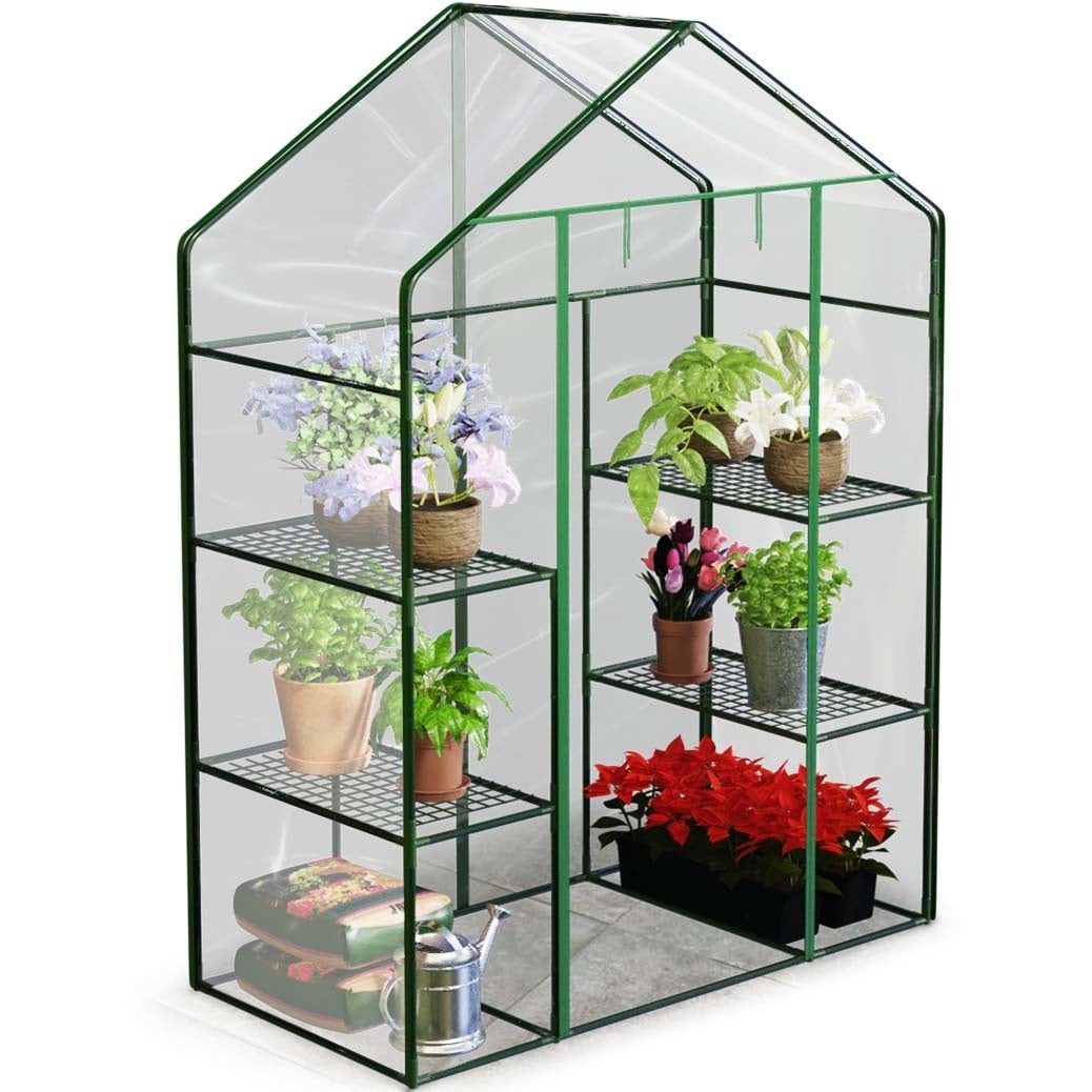 Tuinkas met 4 schappen - 140x70x195 cm - PVC