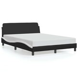 Modern Zwart-Wit Kunstleren Bed met Hoofdbord 120x200 cm - 41% Korting!