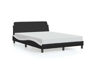 Modern Zwart-Wit Kunstleren Bed met Hoofdbord 120x200 cm - 41% Korting!