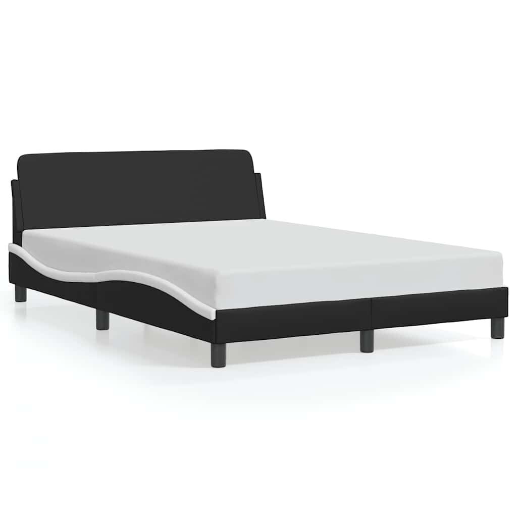 Modern Zwart-Wit Kunstleren Bed met Hoofdbord 120x200 cm - 41% Korting!