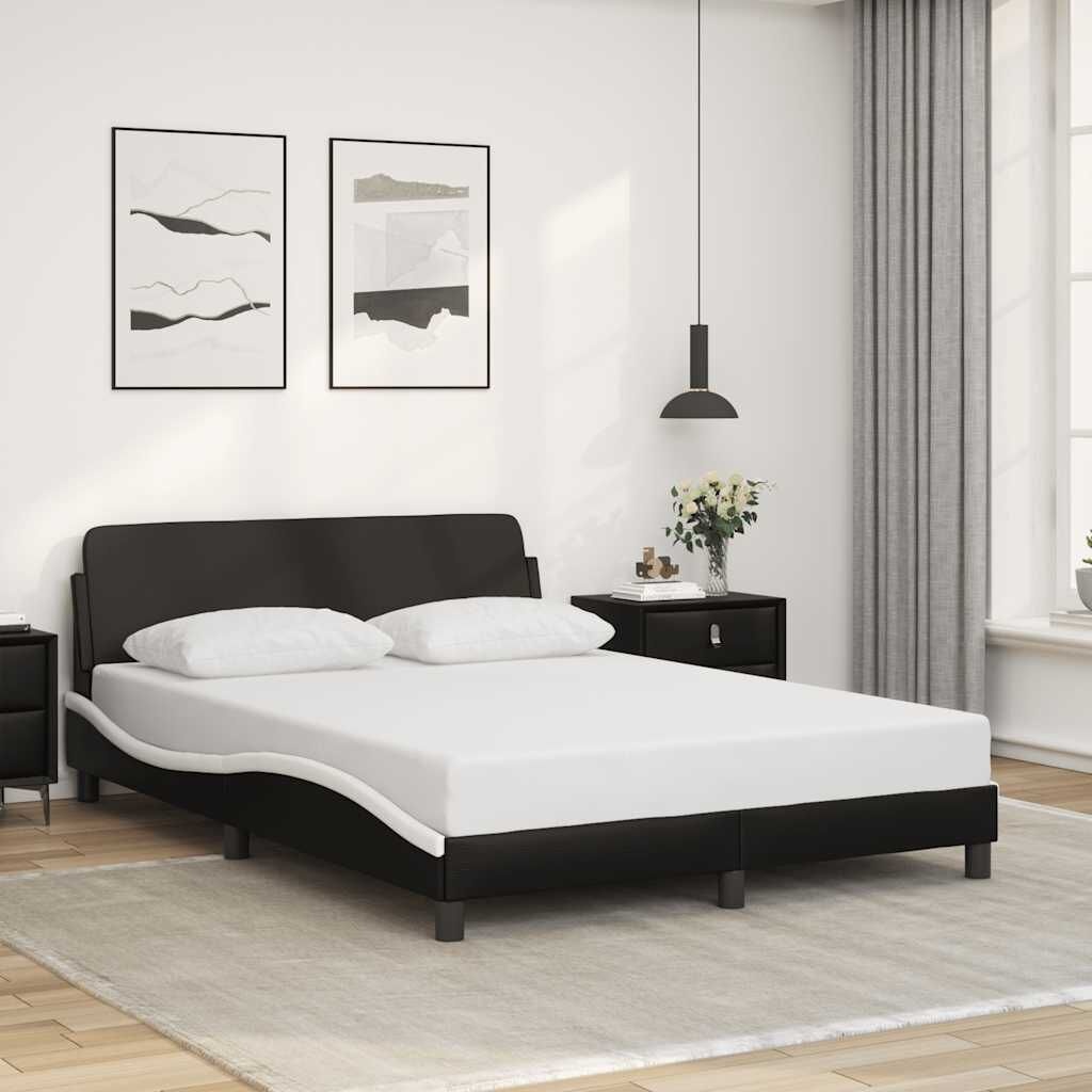 Modern Zwart-Wit Kunstleren Bed met Hoofdbord 120x200 cm - 41% Korting!
