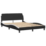 Modern Zwart-Wit Kunstleren Bed met Hoofdbord 120x200 cm - 41% Korting!