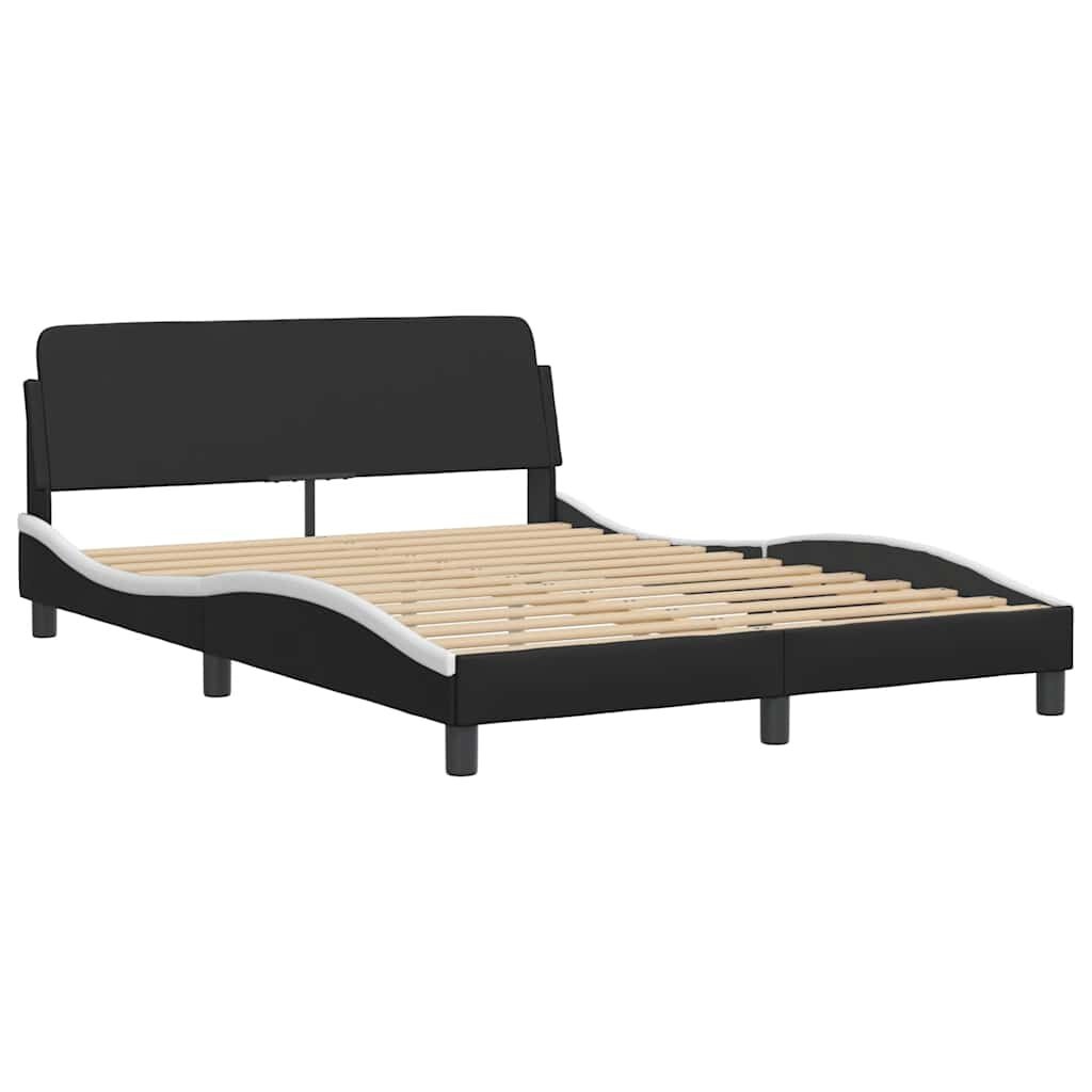 Modern Zwart-Wit Kunstleren Bed met Hoofdbord 120x200 cm - 41% Korting!