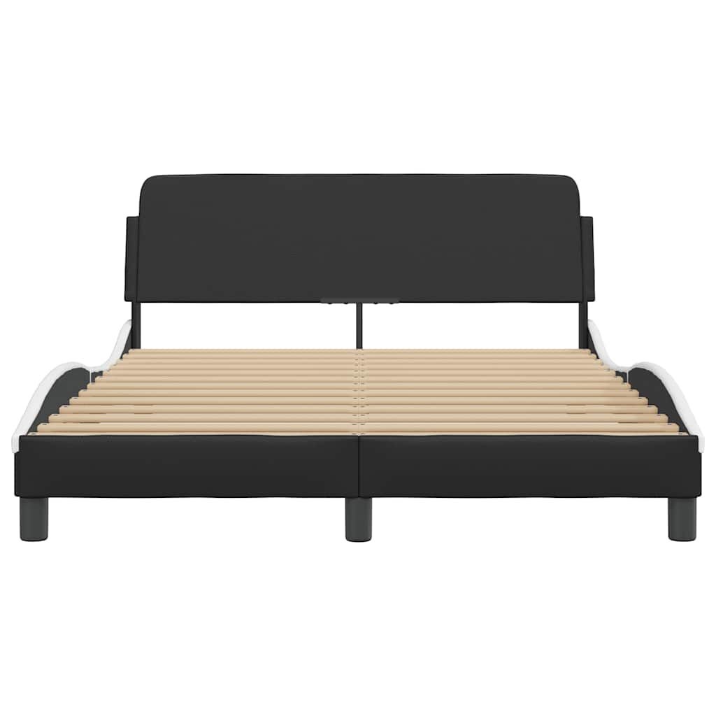 Modern Zwart-Wit Kunstleren Bed met Hoofdbord 120x200 cm - 41% Korting!