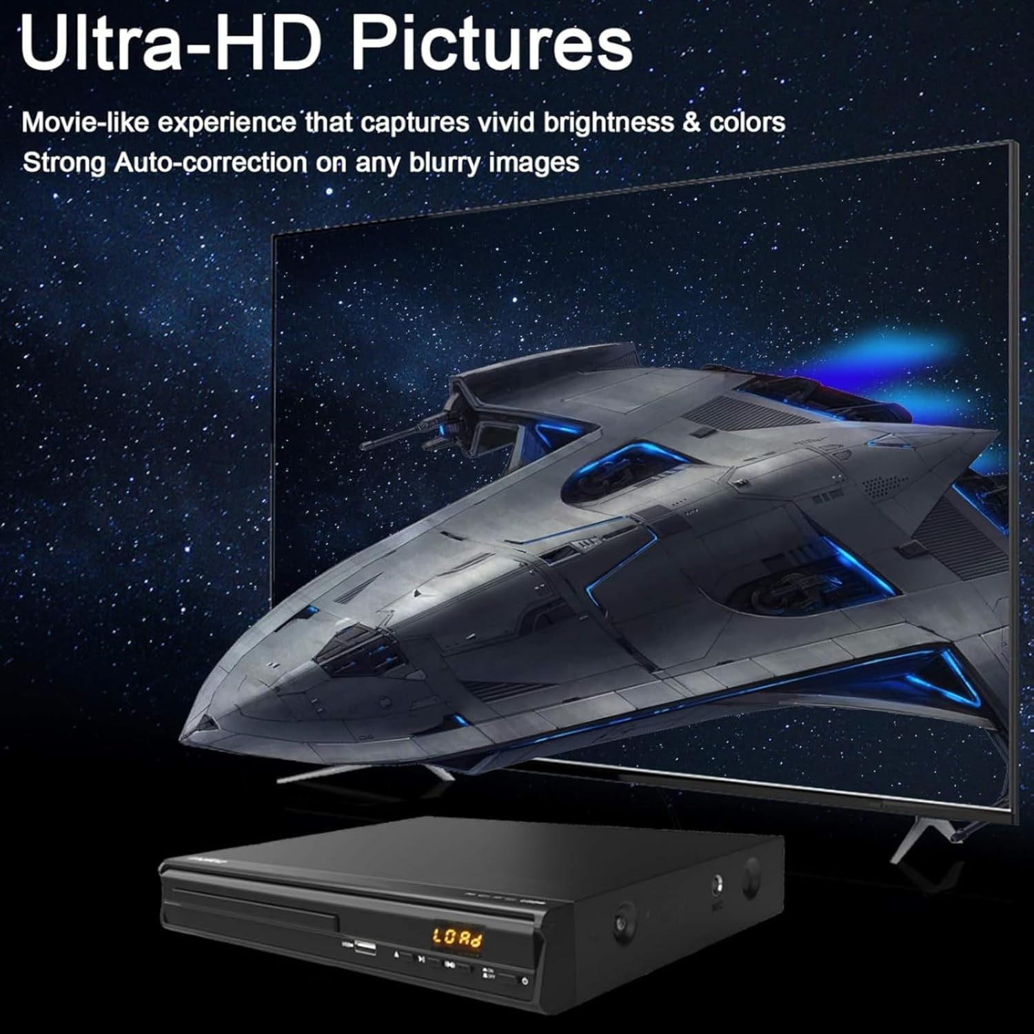 HDMI DVD-speler 1080P, regio-vrije DVD-speler voor TV, HDMI/AV-aansluiting/USB/microfoonaansluiting, NTSC/PAL-systeem, afstandsbediening, volledige regiocompatibiliteit