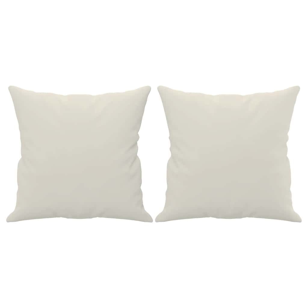 vidaXL Sierkussens 2 st 40x40 cm fluweel crèmekleurig