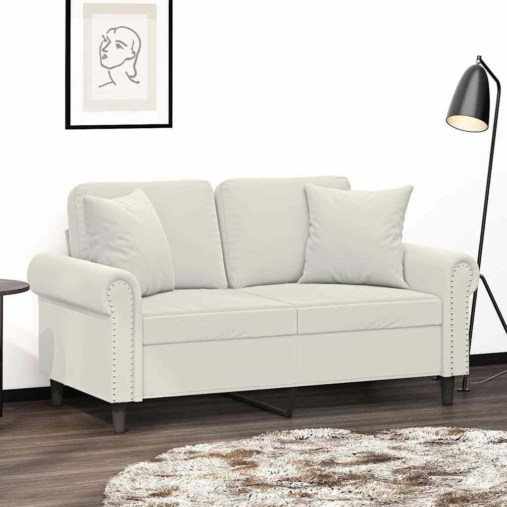 vidaXL Sierkussens 2 st 40x40 cm fluweel crèmekleurig