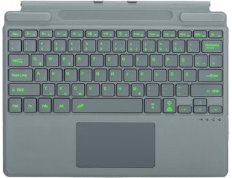QWERTZ Duits Toetsenbord met Trackpad voor Microsoft Surface Pro (11/10/9/8/X), 13 Inch, Bluetooth, Verlicht (Grijs)