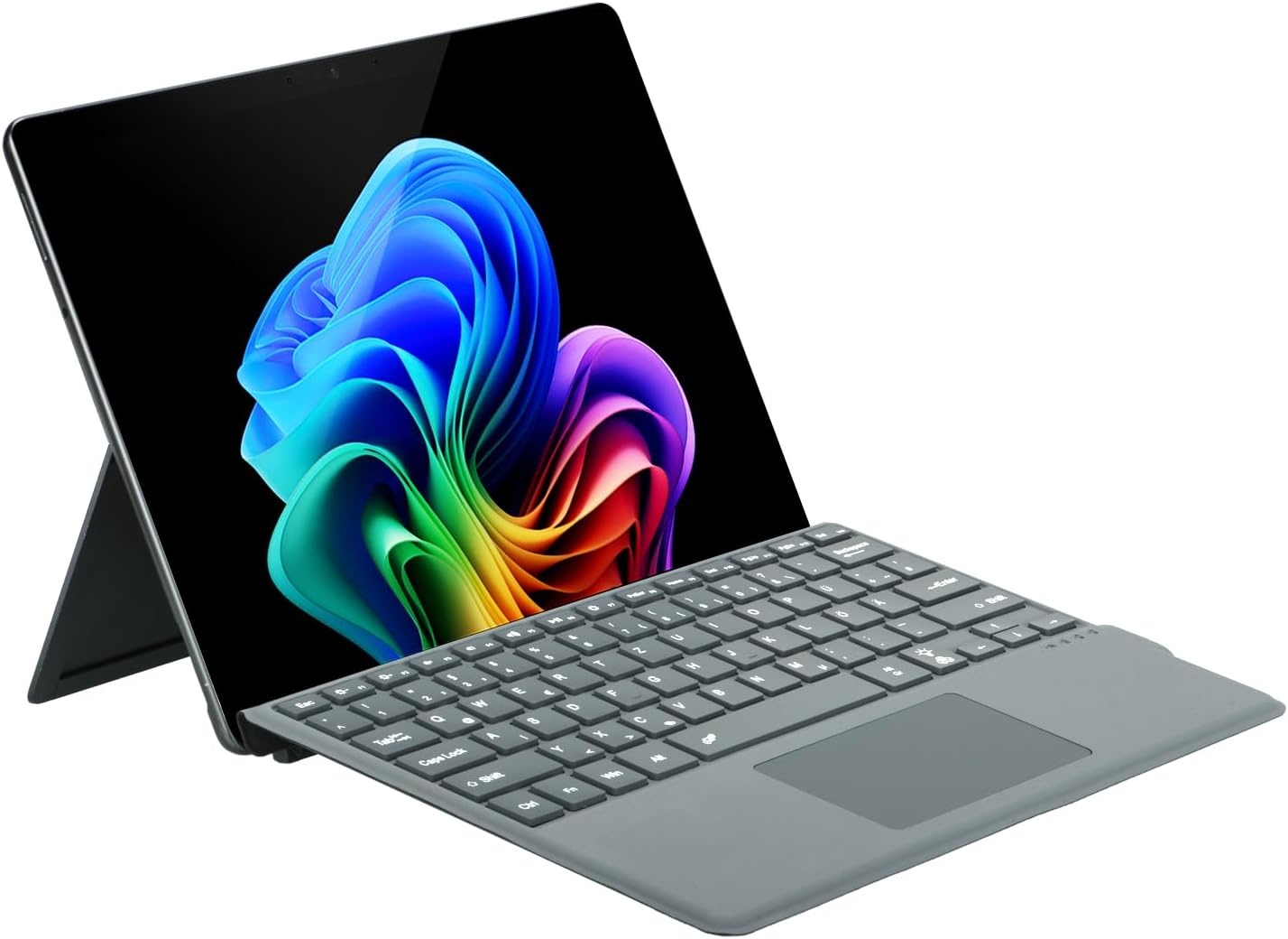 QWERTZ Duits Toetsenbord met Trackpad voor Microsoft Surface Pro (11/10/9/8/X), 13 Inch, Bluetooth, Verlicht (Grijs)