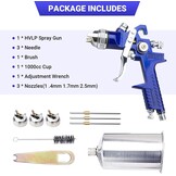 Pindex HVLP spuitpistool met 3 sproeiers (1.4, 1.7, 2.5 mm) en 1000cc aluminium pot, inclusief drukregelaar