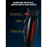 GRT PRO Professionele Haardroger CHJ-9900 Zwart met Ionenfunctie - 2400W EC Motor, 3 Warmtestanden, 2 Snelheden