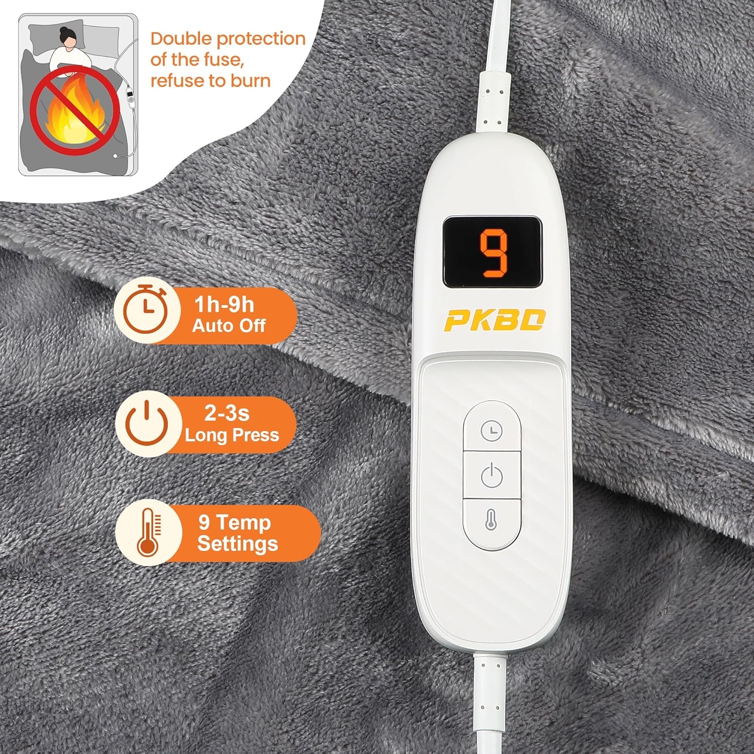 PKBD Luxe deken,Wasmachine Bestendig - Grijs (190x130 cm)