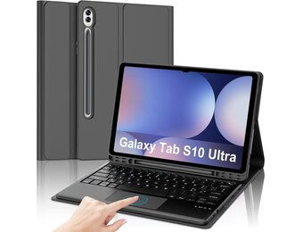 JADEMALL Toetsenbordhoes met trackpad voor Samsung Tab S10 Ultra 14,6 inch 2024, Italiaans QWERTY bluetooth-toetsenbord voor Samsung Galaxy Tab S10 Ultra met touchpad, zwart