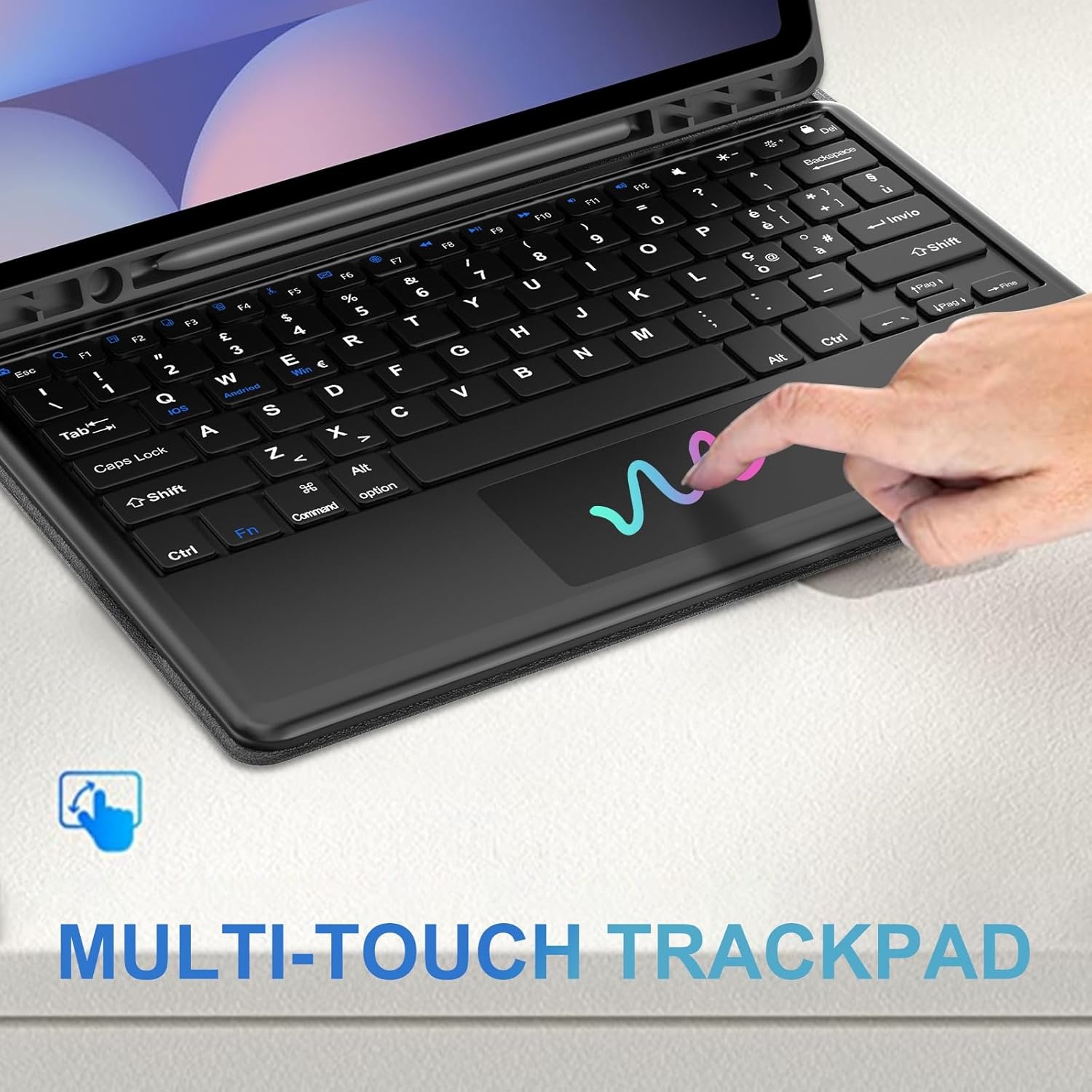 JADEMALL Toetsenbordhoes met trackpad voor Samsung Tab S10 Ultra 14,6 inch 2024, Italiaans QWERTY bluetooth-toetsenbord voor Samsung Galaxy Tab S10 Ultra met touchpad, zwart