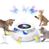 GoldenSun Kattenspeelgoed, 3-in-1 Elektrisch Interactief Automatisch Speelgoed voor Katten, Whack-A-Mole, Fluttering Butterfly, Inclusief bal, USB-oplaadbaar, Kattenteaser met 6 Opzetstukken